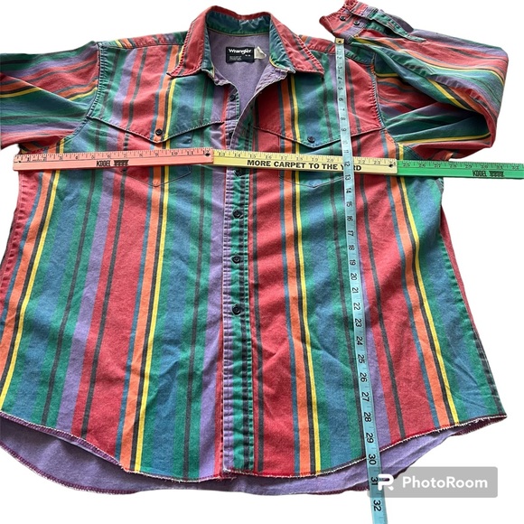 VTG Wrangler Men’s 18-36 Brushpopper 90s Striped Western Cowboy Rodeo Shirt. XXL - Picture 6 of 11